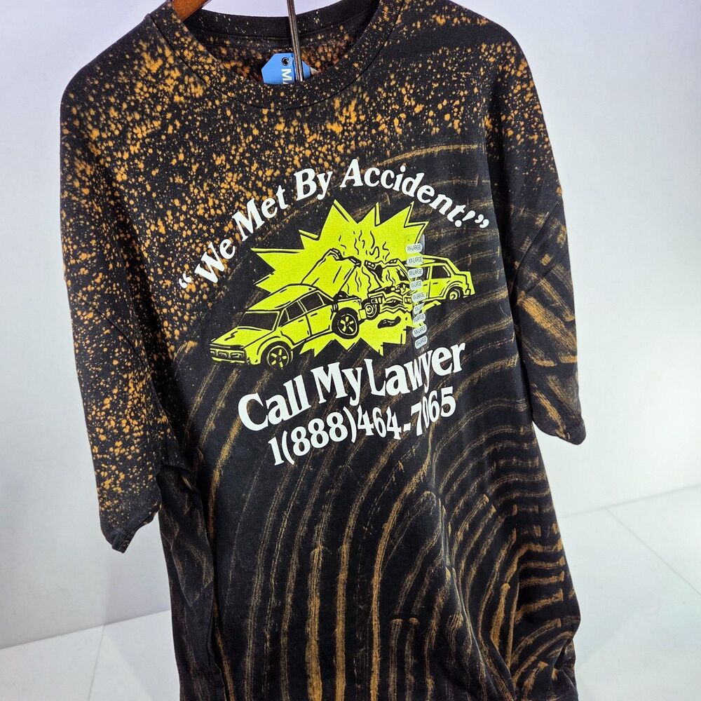 Market Call My Lawyer We Met By Accident Graphic Tee Bleach Wash 2XL New Tags